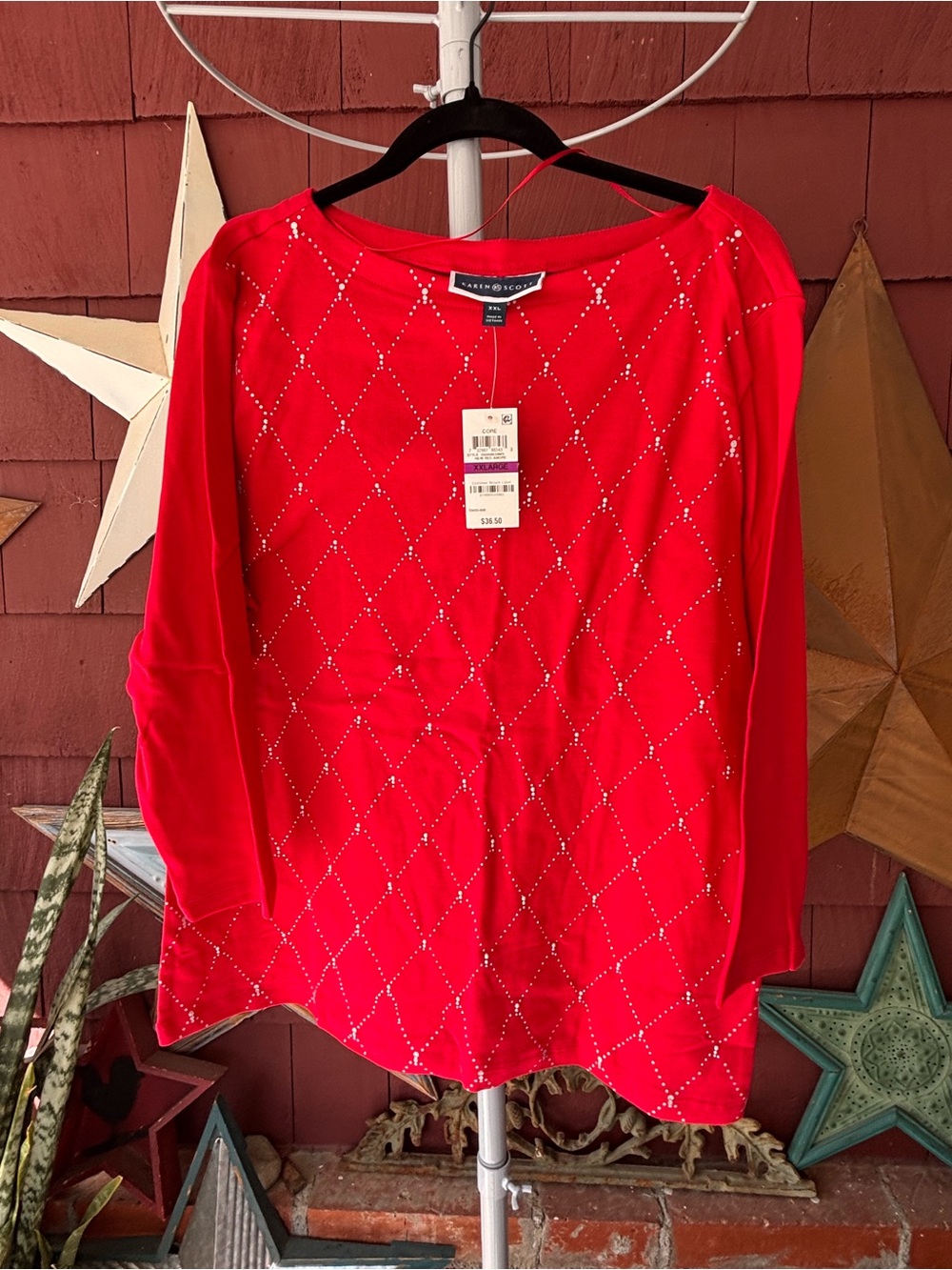 NWT Y2K Karen Scott Blue Tunic 3/4 Sleeve Top Women’s Plus Size 1X